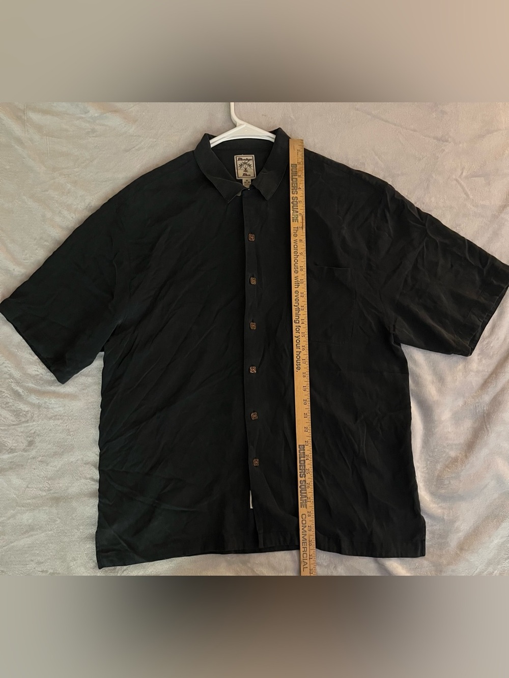 Montego Mon 100% Silk Button Front Shirt Men's Extra Large Solid Black Luxury